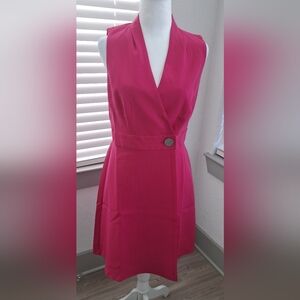 London Times Hot Pink Midi Dress